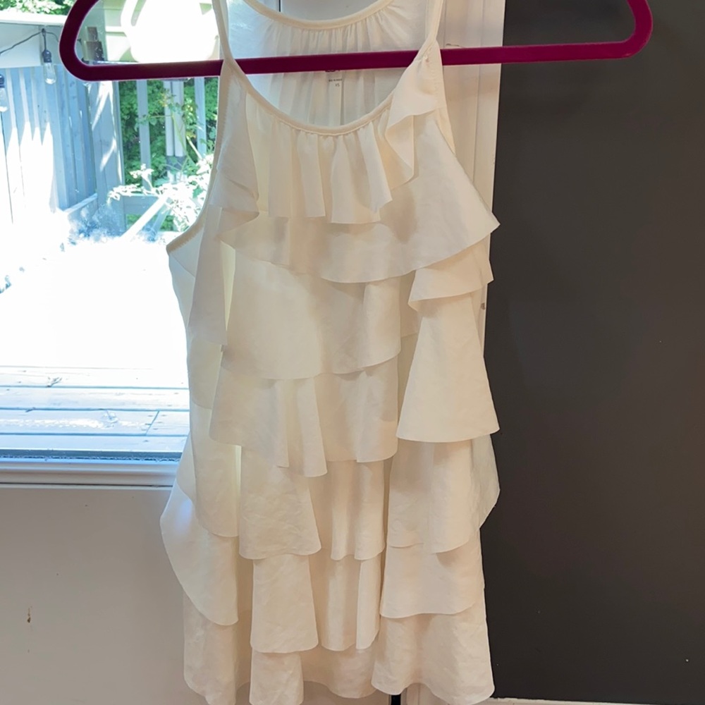 Cream ruffle tank from Loft